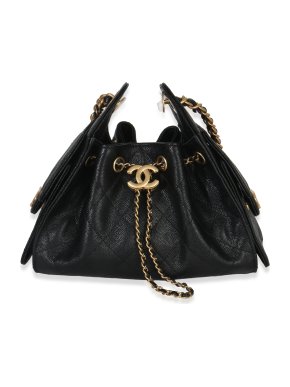 Chanel Black Quilted Caviar Mini Chanel 25 Hobo 26P