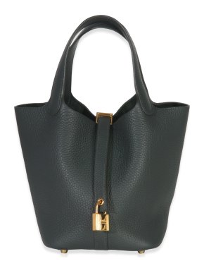 Hermes Hermès  Clemence Picotin Lock 18 PM  Vert Fonce GHW