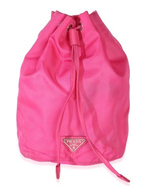Prada Hot Pink Tessuto Logo Drawstring Pouch