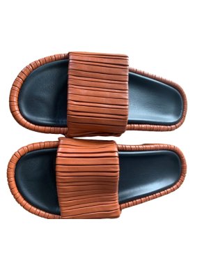 NEOUS Tan Brown Leather Slides