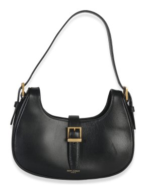 Saint Laurent Smooth Black Calfskin Le Fermoir Hobo