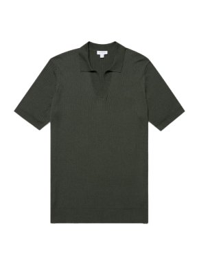 Sunspel Ribbed-knit Silk and Cotton Polo Shirt 1