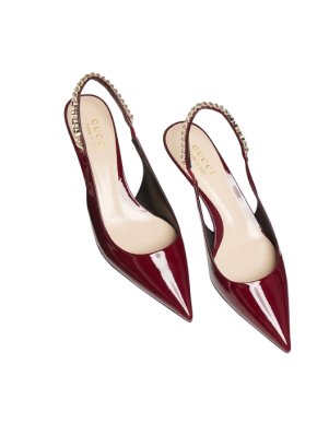 Gucci Burgundy Patent Slingback Sandals