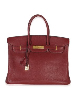Hermes Hermès  Chevre de Coromandel Birkin 35 PHW Rouge Grenat