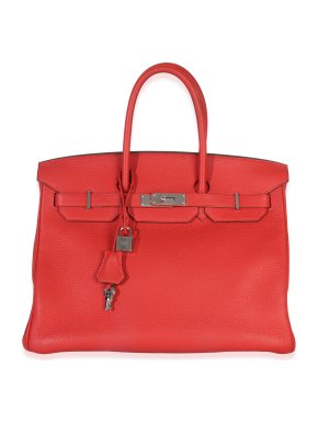 Hermes Hermès Togo Birkin 35 PHW Rouge Casaque