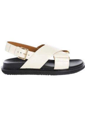 Marni Ivory Leather Flat Sandals
