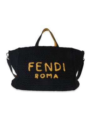 Fendi  Black Wool Logo Tote