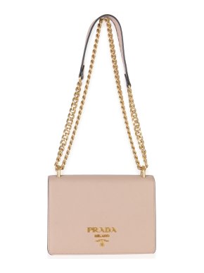 Prada Saffiano Lux Small Logo Chain Flap Bag