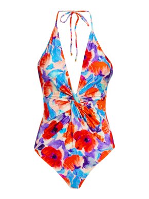 PatBO Floral Violent Plunge One Piece Swimsuit