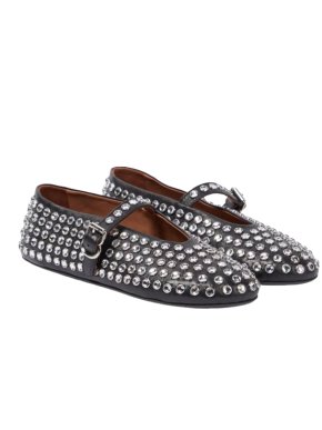 Alaia Embellished Black Ballet Flats