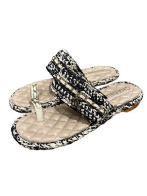 Chanel Tweed Thong Sandals