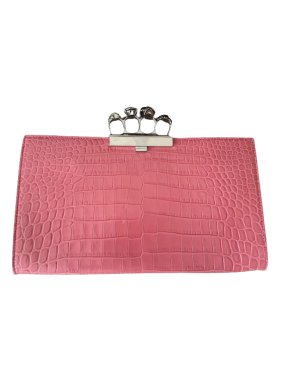 Alexander McQueen Pink Mock Croc Clutch