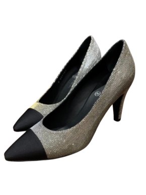 Chanel Silver Glitter Pumps