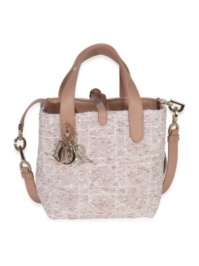 Christian Dior Pink Rose Des Vents Tweed Small Toujours Vertical Tote