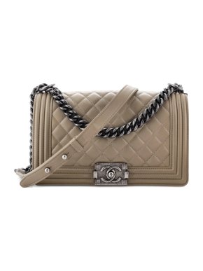 Chanel Taupe Leather Boy Bag