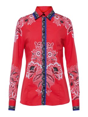 Etro Printed Red Silk Blouse