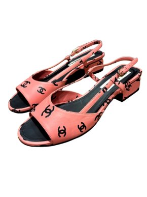 Chanel Pink CC Heeled Sandals