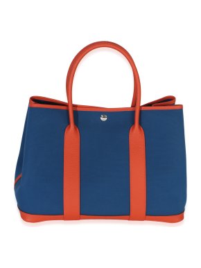 Hermes Hermès Bleu Outremer Capucine Toile Officier Vache Country Garden Party 36 PHW