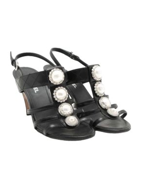 Chanel Faux Pearl Embellished Sandals