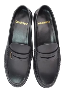 Saint Laurent Black Leather Moccasins
