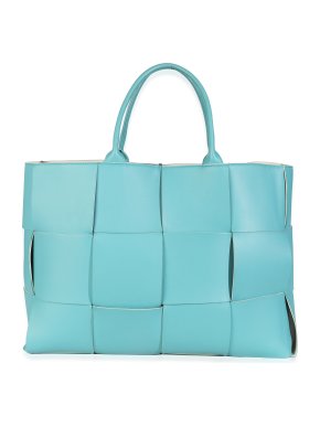 Bottega Veneta Blue Linoleum Nappa Maxi Intrecciato Large Arco Tote