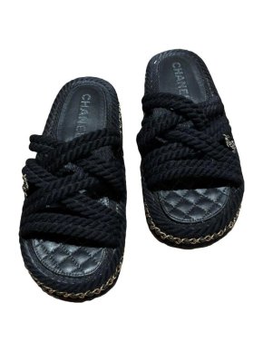 Chanel Black Rope Slides