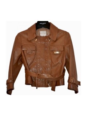 Celine Tan Leather Cropped  Jacket