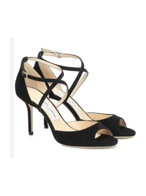 Jimmy Choo Black Suede Emsy 85 Sandals