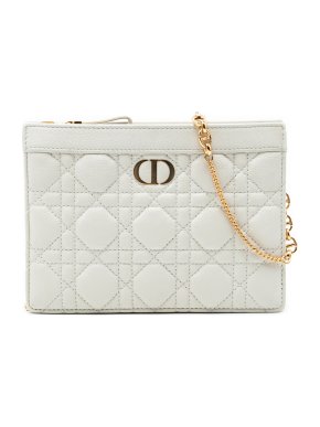 Dior White Supple Cannage Calfskin Caro Every Dior Pouch