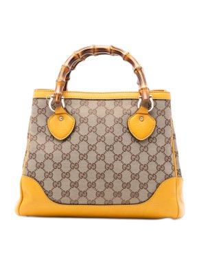 Gucci Yellow Small GG Canvas Diana Bamboo Top Handle Tote