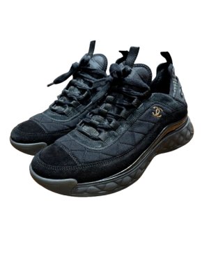 Chanel Black Fabric Trainers