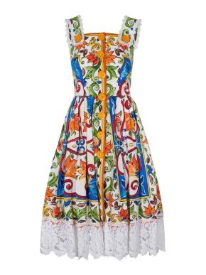Dolce & Gabbana Majoilca Print Midi Dress