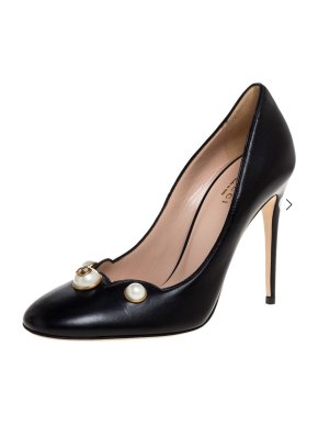 Gucci Embellished Black Leather Pumps
