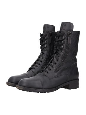 Chanel Interlocking CC Logo Leather Combat Boots
