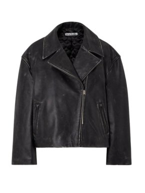 Acne Studios Distressed Black Leather Jacket