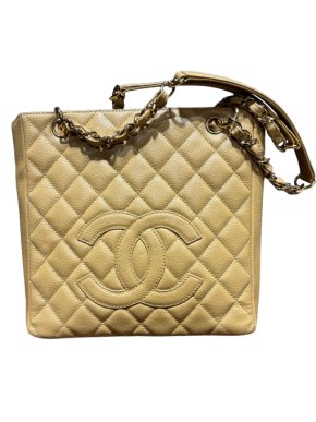 Chanel Beige Quilted Leather Bag