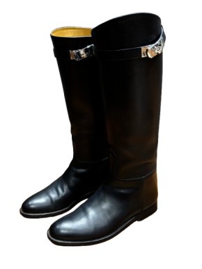 Hermes Black Leather Riding Boots