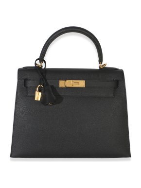 Hermes Hermès Black Epsom Sellier Kelly 28 PHW