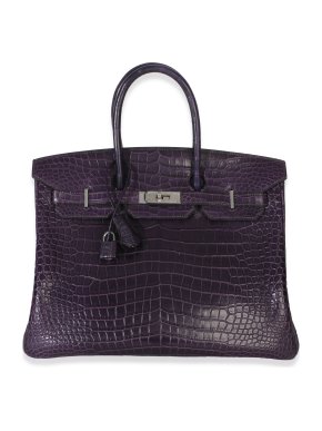 Hermes Hermès  Matte Niloticus Amethyst Crocodile Birkin 35 PHW