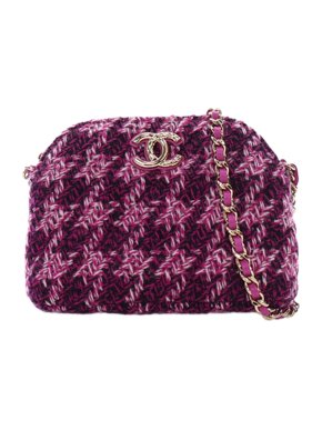 Chanel  Tweed Houndstooth Clutch On Chain