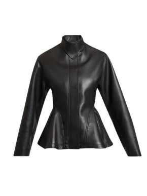 Alaia Black Leather Peplum Jacket