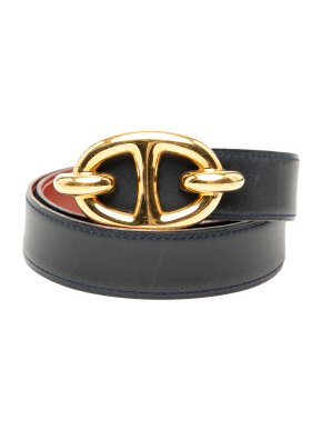 Hermes Brown/Tan Box Calf Chaine d Ancre Reversible Belt 65
