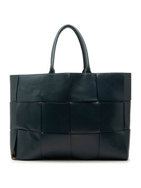Bottega Veneta Blue Large Leather Intrecciato The Arco Tote