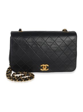 Chanel Vintage 24k Black Quilted Lambskin Single Full Flap Bag