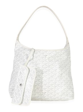 Goyard White Goyardine Canvas Boheme Hobo