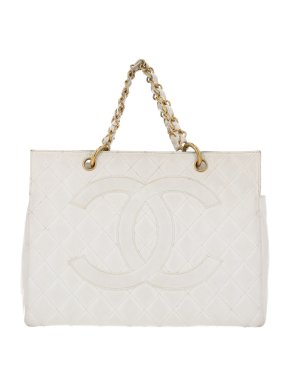 Chanel White Caviar Grand Shopping Tote