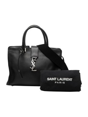 Saint Laurent Black Baby Leather Monogram Downtown Cabas Satchel