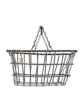 Chanel Collector's Silver Metal Supermarket Shopping Basket Bag