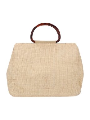 Chanel Raffia CC Top Handle Bag