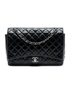 Chanel Black Jumbo Classic Patent Double Flap